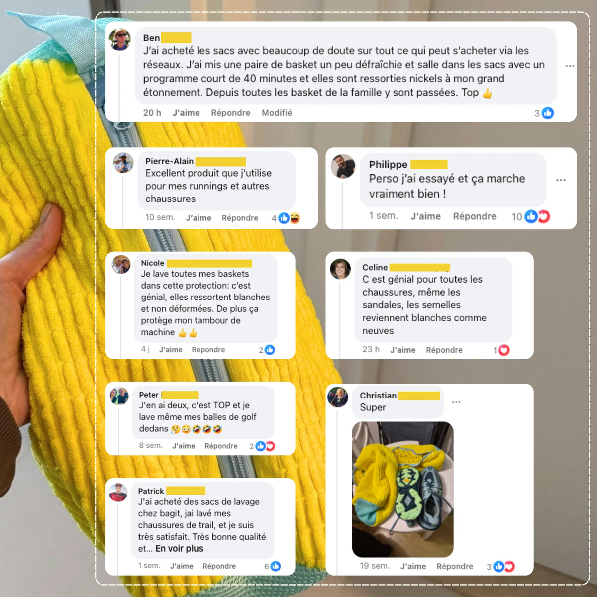 Sac de lavage dans une machine